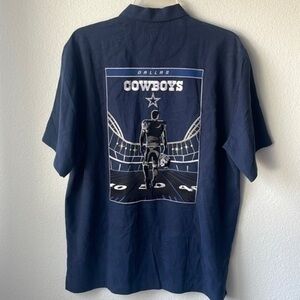 NWT NFL shirt Dallas Cowboys navy blue 100% silk Tommy Bahama